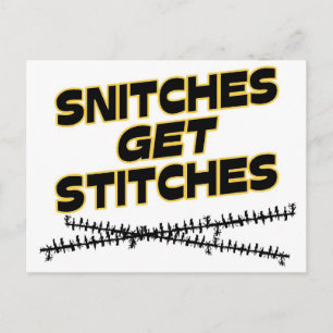 Snitches Get Stitches Postkarte