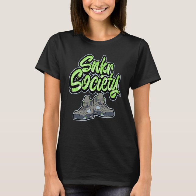 Snkr Society Retro Green Bean 5s Unisex Matching T-Shirt (Vorderseite)