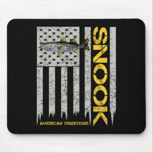 Snook-Angler - Vintage Style Amerikanische Flagge Mousepad