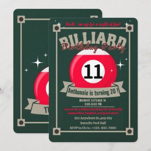 Snooker laden Pool Geburtstagsparty Billiard Ball Einladung