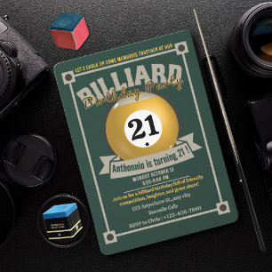Snooker laden Pool Geburtstagsparty Billiard Sport Einladung