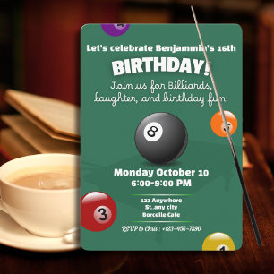 Snooker laden Pool Geburtstagsparty Billiard Sport Einladung