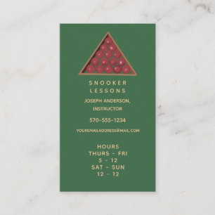 Snooker Lektionen Visitenkarte mit Stunden