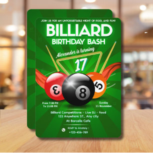 Snooker Pool Table Billiards Geburtstagsparty Einladung