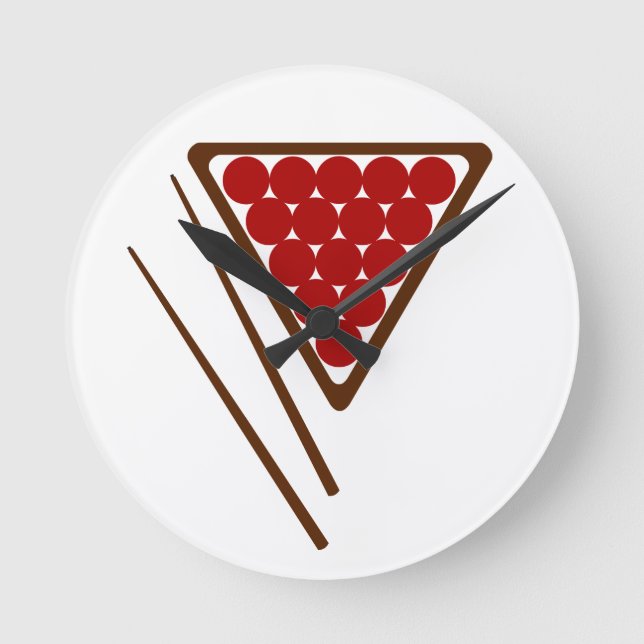 Snooker Rack and Snooker Cues Runde Wanduhr (Vorderseite)