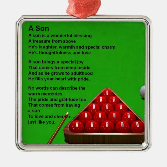 Snooker - Sohn-Gedicht Silbernes Ornament (Vorne)