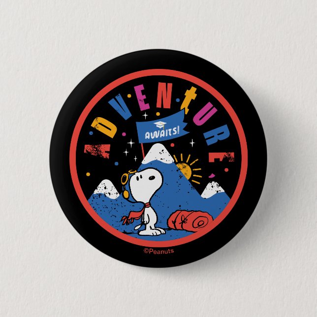 Snoopy Abenteuer Wartet Abschluss Berg Design Button (Vorderseite)