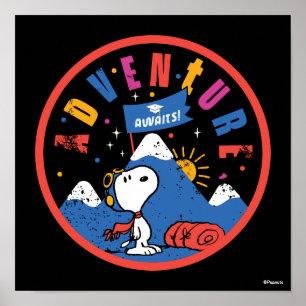 Snoopy Abenteuer Wartet Bergdesign Zur Abschlussfe Poster