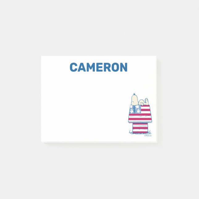 Snoopy am 4. Juli Dog House Post-it Klebezettel (Vorderseite)