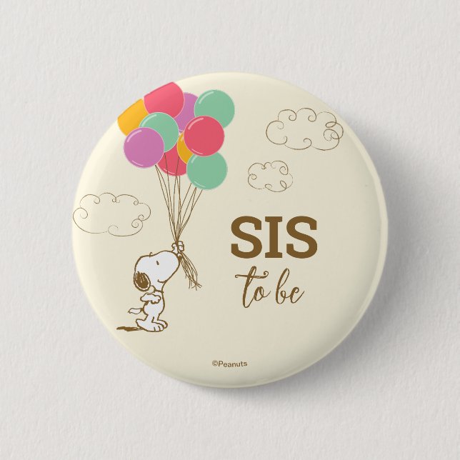 Snoopy and Balloons Babydusche Button (Vorderseite)