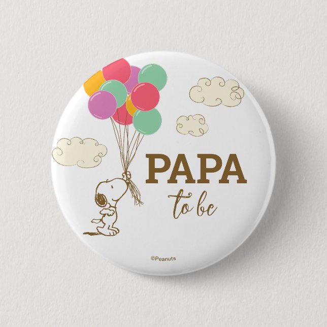 Snoopy and Balloons Babydusche Opa Button (Vorderseite)