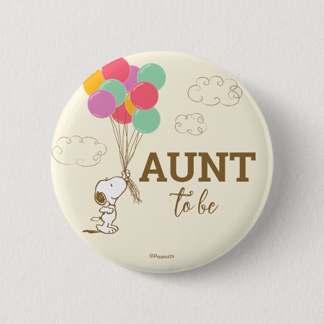 Snoopy and Balloons Babydusche Tante Button (Vorderseite)