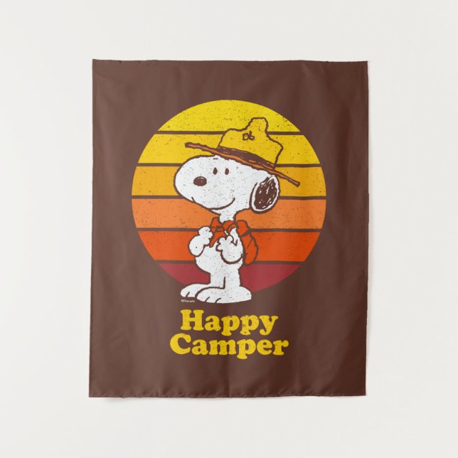 Snoopy | Beagle Scout - Happy Camper Wandteppich (Vorderseite)