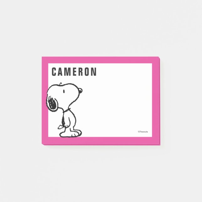 Snoopy Black & Magenta | Füge Deinen Namen hinzu Post-it Klebezettel (Vorderseite)