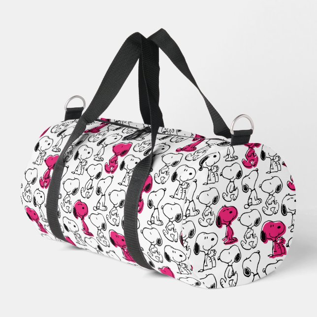 Snoopy Black & Magenta Pattern Duffle Bag (Linke Seite)