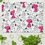 Snoopy Black & Magenta Pattern Geschirrtuch<br><div class="desc">Schauen Sie sich dieses super niedliche Design an,  das Snoopy in einem schwarzen und magentafarbenen Muster zeigt.</div>