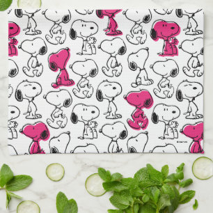 Snoopy Black & Magenta Pattern Geschirrtuch