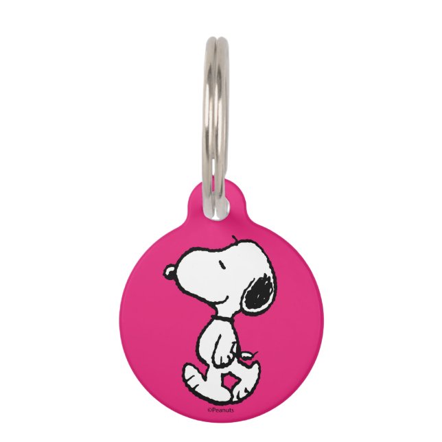 Snoopy Black & Magenta Pattern Haustiermarke (Vorderseite)