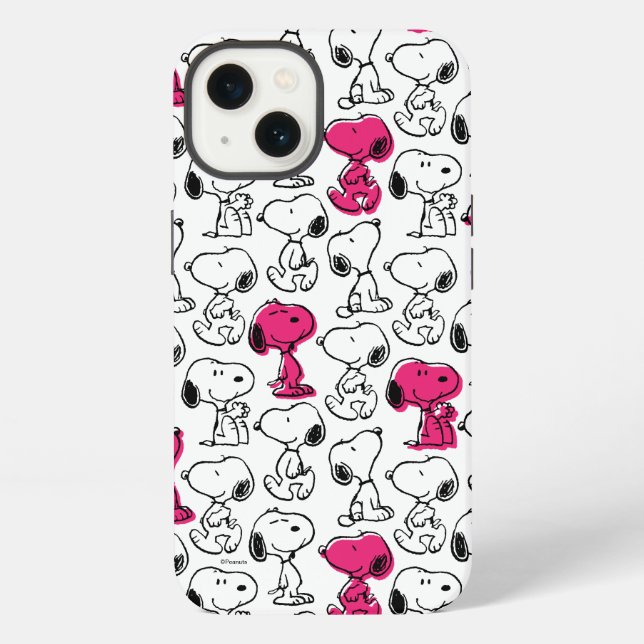 Snoopy Black & Magenta Pattern iPhone Hülle (Rückseite)