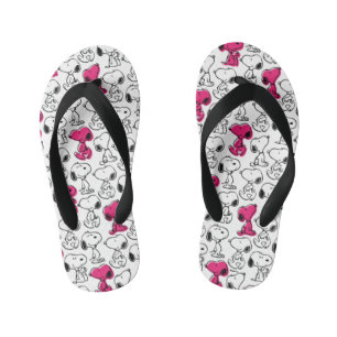 Snoopy Black & Magenta Pattern Kinderbadesandalen