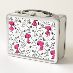 Snoopy Black & Magenta Pattern Metall Brotdose