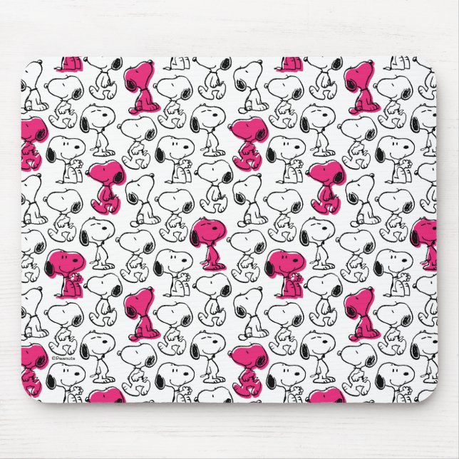 Snoopy Black & Magenta Pattern Mousepad (Vorne)