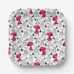 Snoopy Black & Magenta Pattern Pappteller