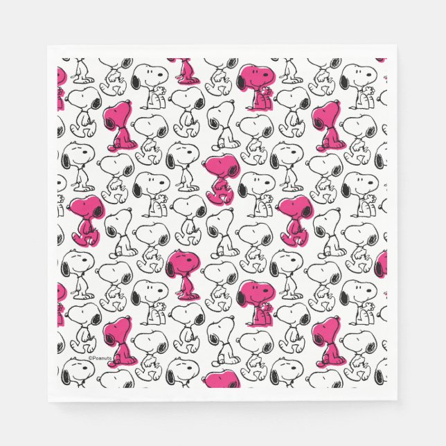 Snoopy Black & Magenta Pattern Serviette (Vorderseite)
