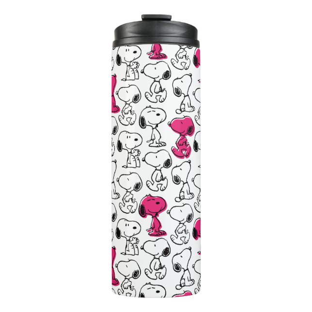 Snoopy Black & Magenta Pattern Thermosbecher (Vorderseite)