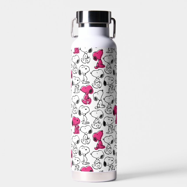 Snoopy Black & Magenta Pattern Trinkflasche (Vorne)