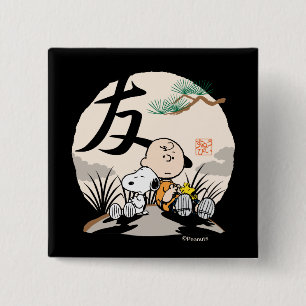 Snoopy, Charlie Brown und Woodstock - Freund Button