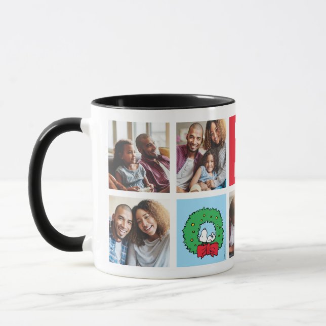 Snoopy Christmas Wreath | Vater - FotoCollage Tasse (Links)