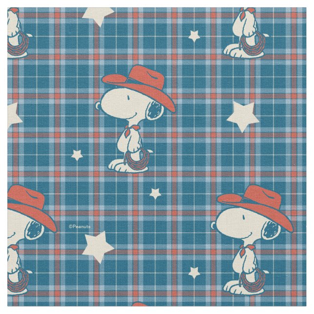 Snoopy Cowboy Plaid and Star Stoff (Nahaufnahme)