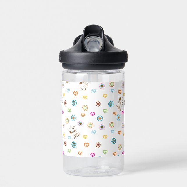 Snoopy farbenfrohe Herzmuster Trinkflasche (Vorne)