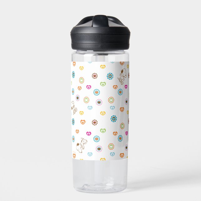 Snoopy farbenfrohe Herzmuster Trinkflasche (Vorderseite)