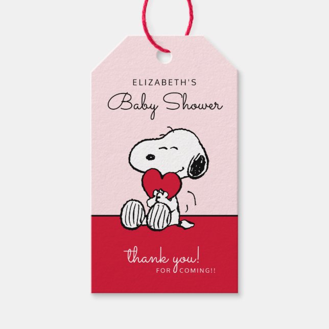 Snoopy | Geschenkanhänger für Baby Shower "Little  (Vorderseite)