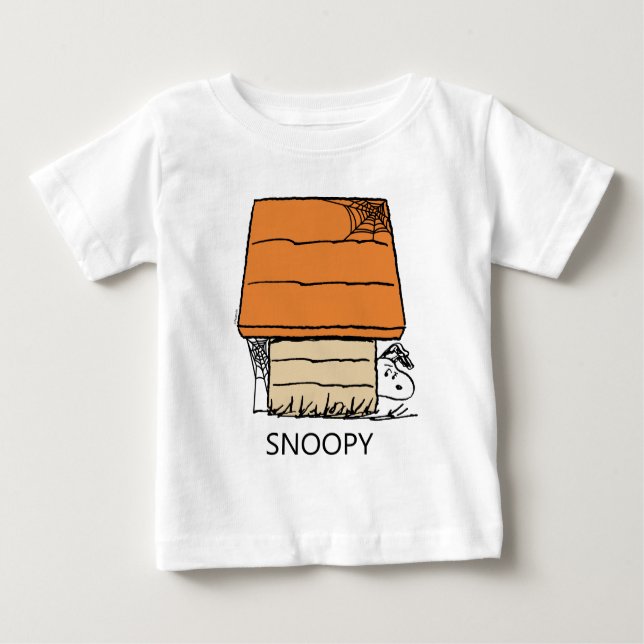 Snoopy Halloween Spider Web Doghouse Baby T-shirt (Vorderseite)