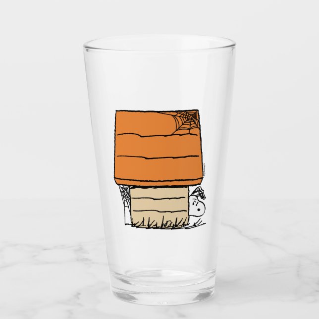 Snoopy Halloween Spider Web Doghouse Glas (Vorderseite)