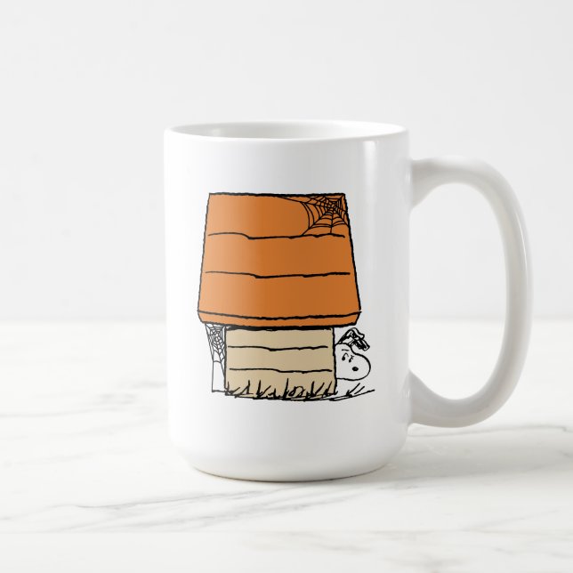 Snoopy Halloween Spider Web Doghouse Kaffeetasse (Rechts)