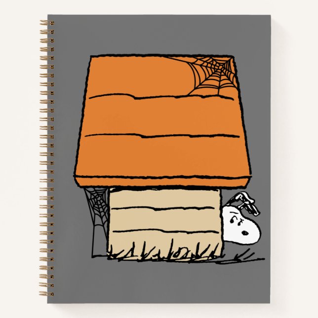 Snoopy Halloween Spider Web Doghouse Notizbuch (Vorderseite)