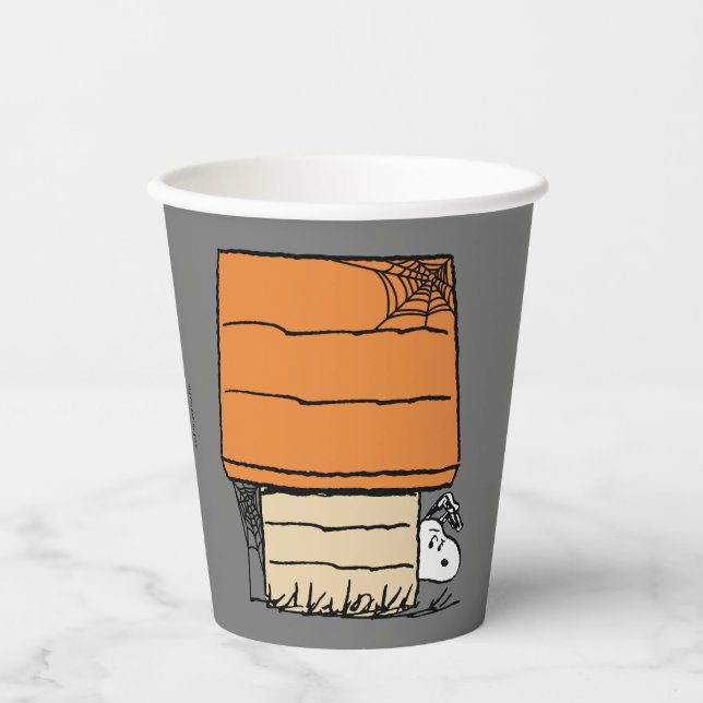 Snoopy Halloween Spider Web Doghouse Pappbecher (Vorderseite)