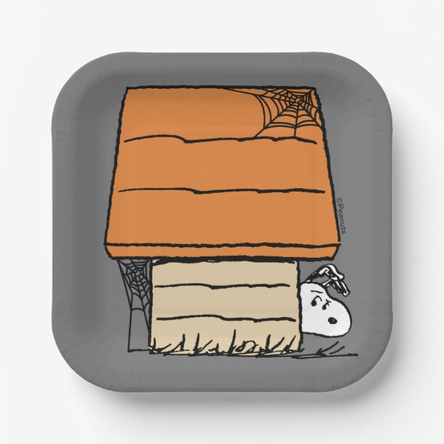 Snoopy Halloween Spider Web Doghouse Pappteller (Vorderseite)