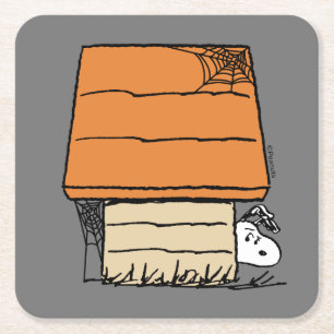 Snoopy Halloween Spider Web Doghouse Rechteckiger Pappuntersetzer