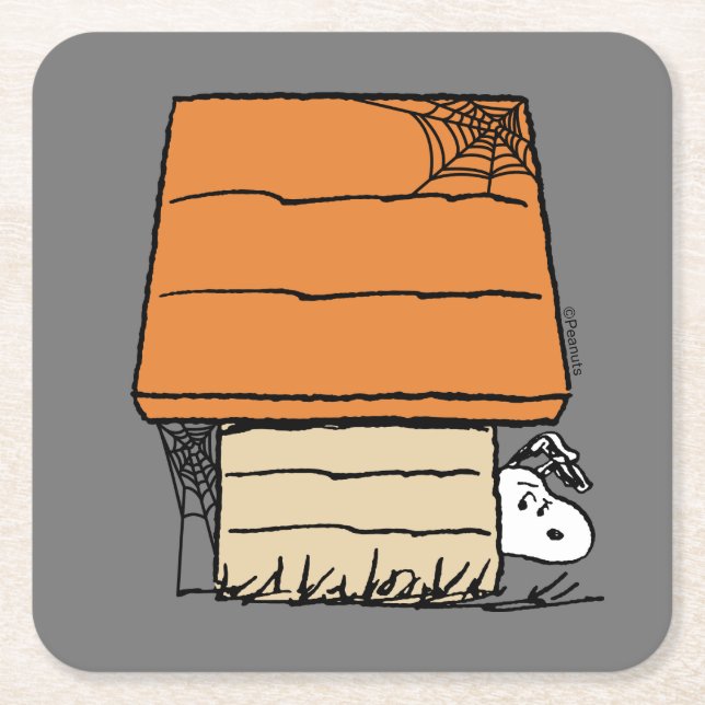 Snoopy Halloween Spider Web Doghouse Rechteckiger Pappuntersetzer (Vorderseite)