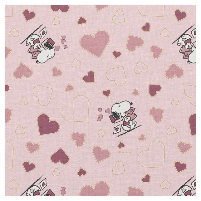 Snoopy Hearts and Love Letters Stoff (Nahaufnahme)