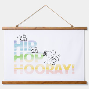 Snoopy Hip Hop Hooray Ostern Wandteppich Mit Holzrahmen