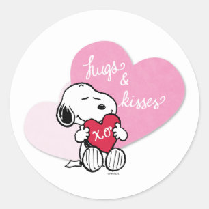 Snoopy Hugs & Kisses Runder Aufkleber
