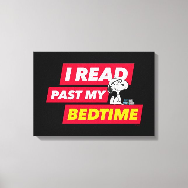 Snoopy "I Read Past My Bedtime" Leinwanddruck (Vorderseite)
