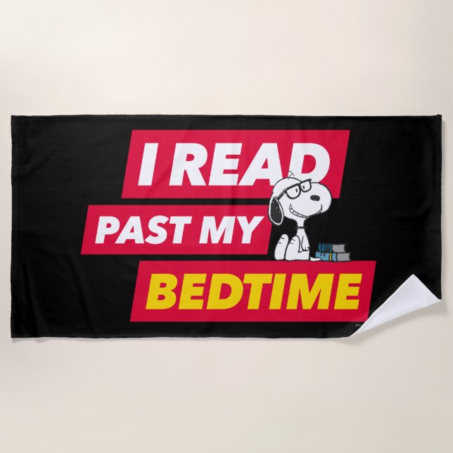 Snoopy "I Read Past My Bedtime" Strandtuch (Vorderseite)