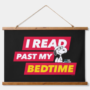 Snoopy "I Read Past My Bedtime" Wandteppich Mit Holzrahmen